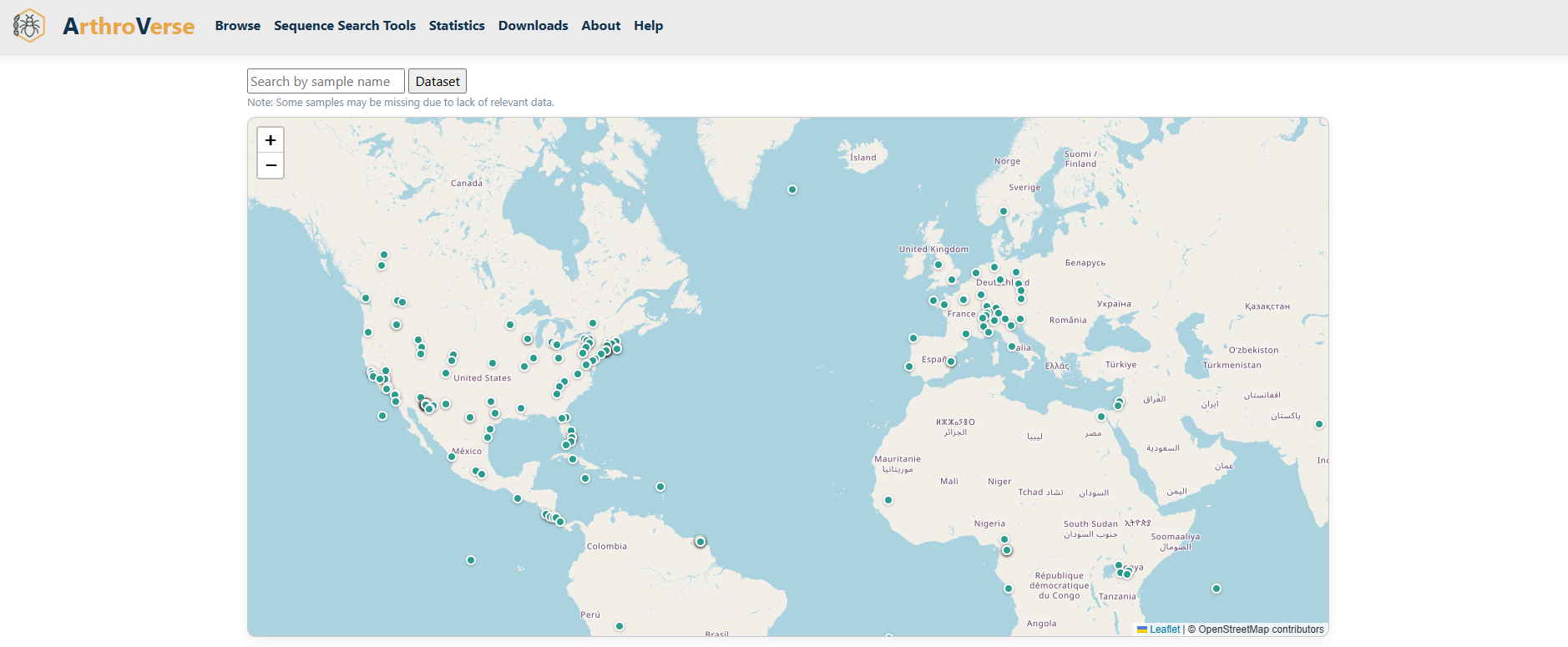 Geographic map of sampling sites
